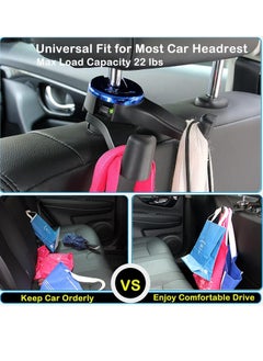 BIGTHREE 2 in 1 Car Hooks, Car Bag Hook with Headrest Phone Holder, 360°Rotatable Car Headrest Hooks, Car Accessories Purse Hook, Car Seat Storage Hook for Cloth Grocery Bag, Handbag, Black 2PCS  - Image 4