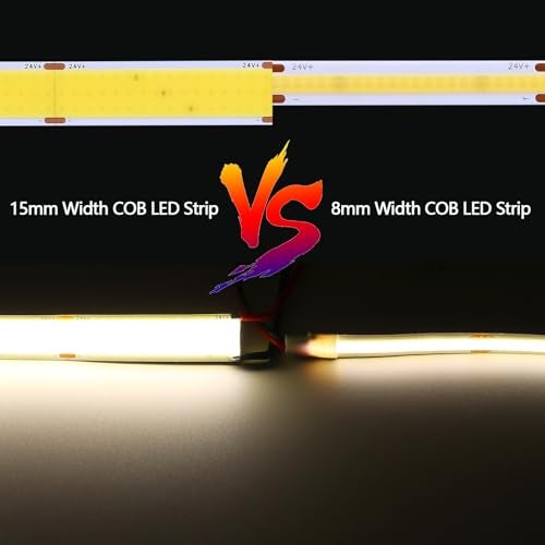 GOMING 24V 15mm Width COB LED Strip Natural White 4000K 960LED/M 16.4ft(5M) 120W High Brightness 13750lm CRI 93+ Big Luminous Surface IP20 Not Waterproof LED Tape Lights for DIY Decor(No Power Supply) - Image 3
