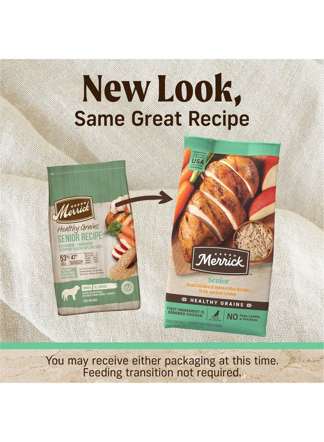Merrick Healthy Grains Premium Dry Dog Food, Wholesome and Natural Dry Chicken Kibble, Senior Recipe - 4.0 lb. Bag - Image 2
