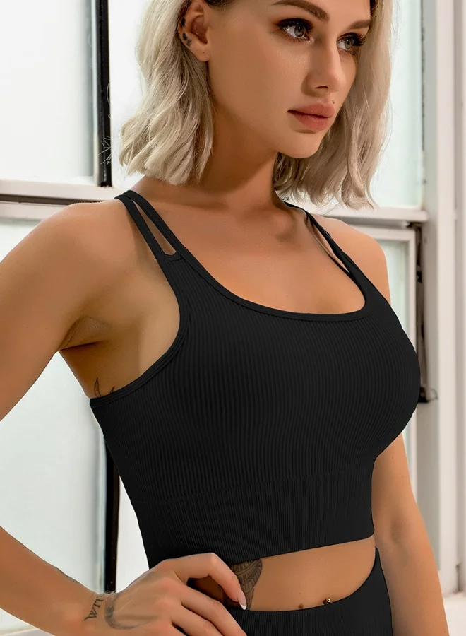 KAWN.YOGA Womens Cross Back Sports Bra - Padded Low Impact Workout Yoga Bra with Removable Built in Bra