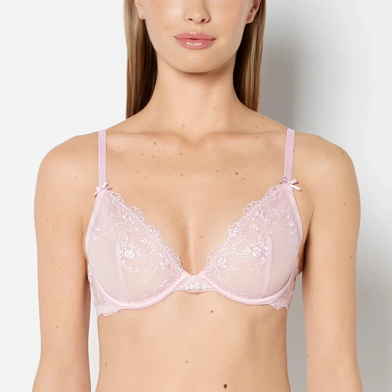 La Senza La Senza Designer Collection Unlined Plunge Bra with Be Mine Embroidery