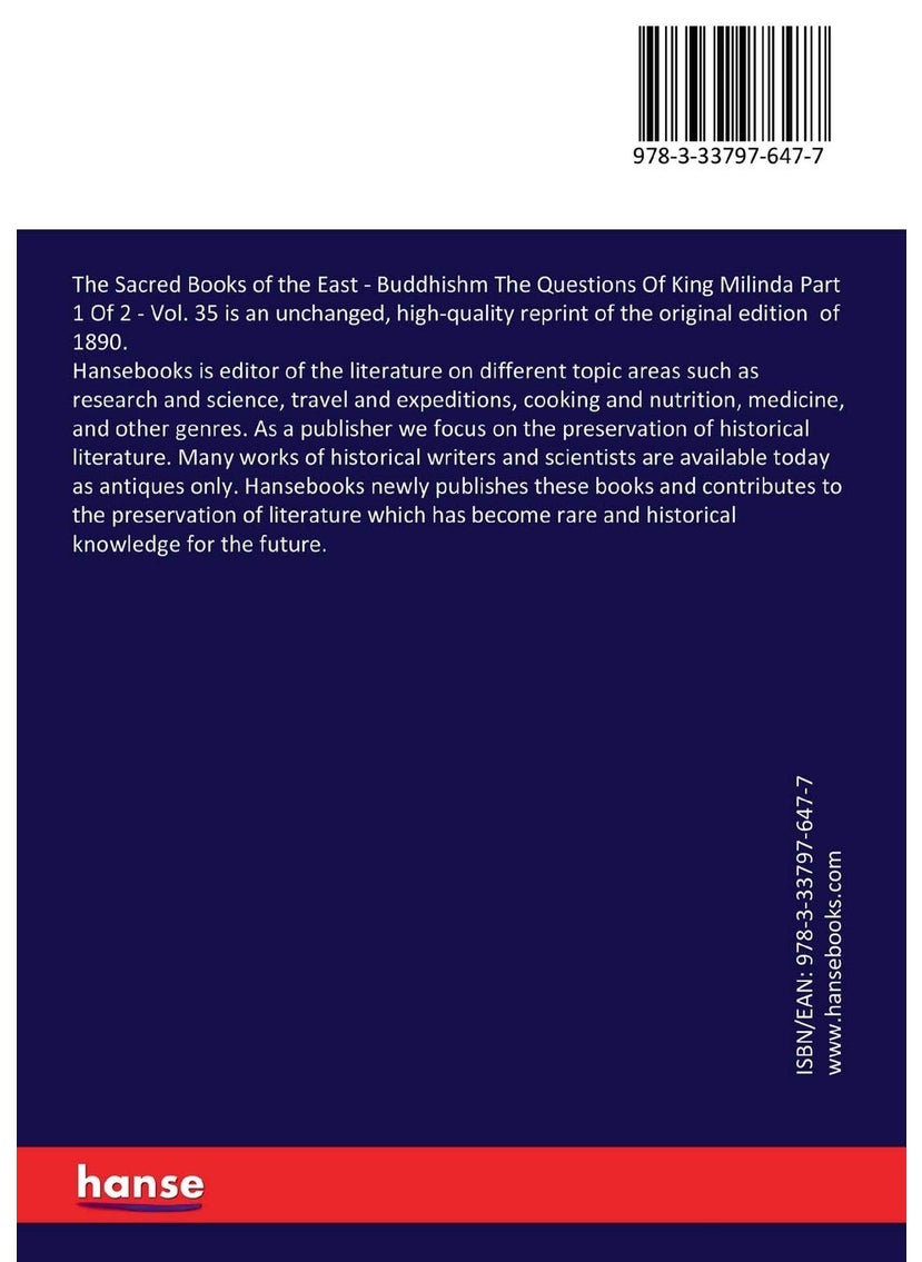 The Sacred Books of the East: Buddhishm The Questions Of King Milinda Part 1 Of  - Image 2