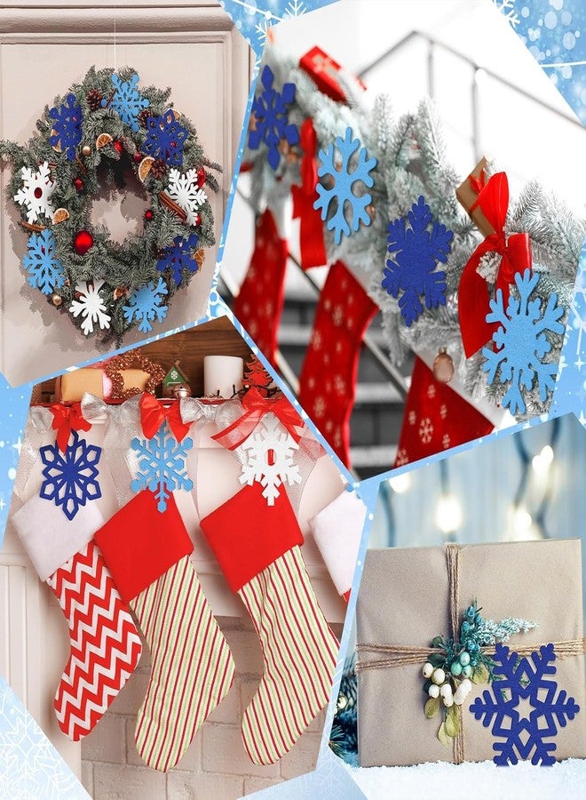 Incrizma 40 Pcs Winter Felt Snowflakes Laser Cut for Christmas Decorations Ornaments 3 Inch Blue White Snowflakes Decorations for Winter Christmas Tree Home Classroom Wall Craft Project (Blue & White) - Image 3