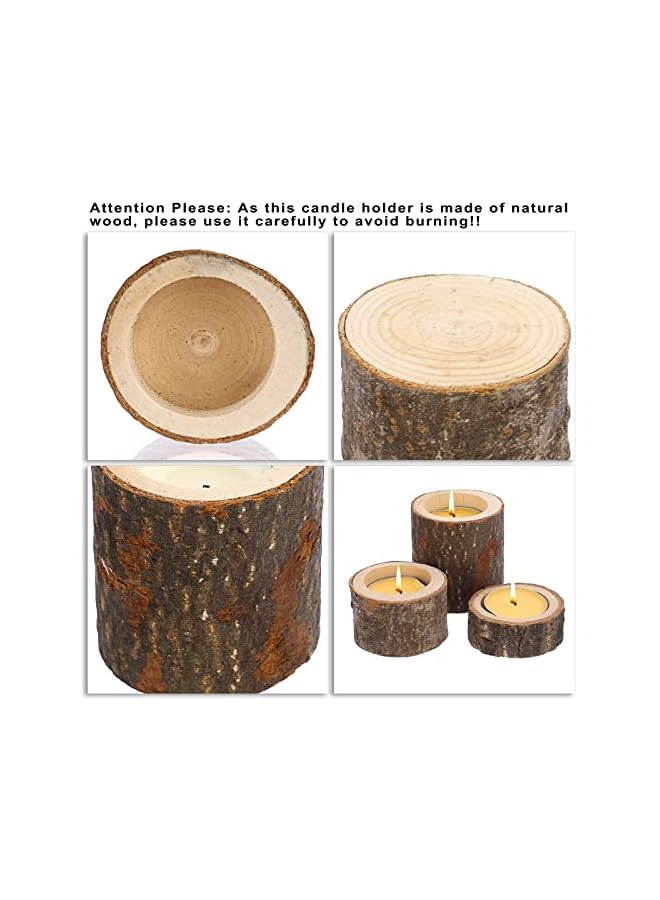 The Bros Wooden Tea Light Candle Holders Votive Candle Holders Set, 12 Pcs Rustic Wooden Pillar Candle Stands Vintage Wooden Tealight Holders Candle Centerpieces for Wedding Table Party, 3 Sizes - Image 4