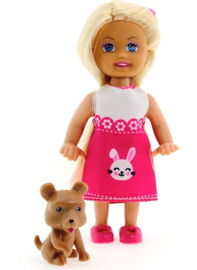 MEGA - Cute Girl Brown Dog and Blonde Mini Doll - Image 1