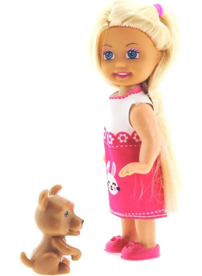 MEGA - Cute Girl Brown Dog and Blonde Mini Doll - Image 1