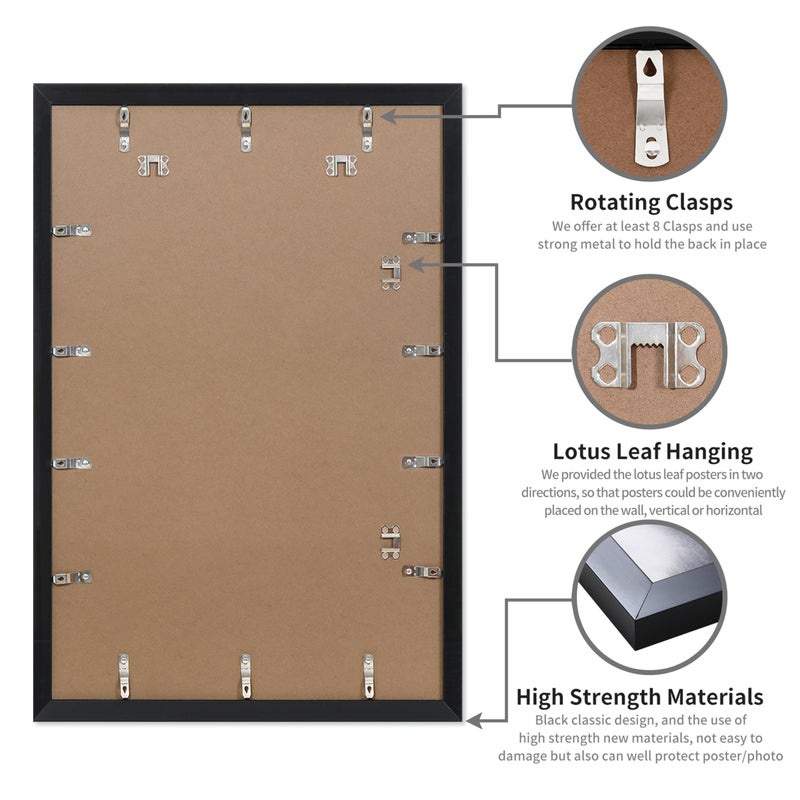 DOAI ART 24x36 Poster Frame Black 2 Pack, Poster Frames 24 x 36 inches or 24x36 Picture Frames with HD Plexiglass for Horizontal or Vertical Wall Mounting, Durable Scratch-proof Safe and Artistic - Image 3