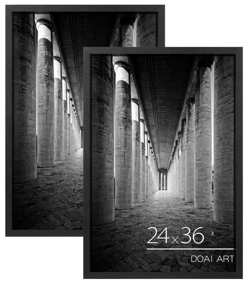 DOAI ART 24x36 Poster Frame Black 2 Pack, Poster Frames 24 x 36 inches or 24x36 Picture Frames with HD Plexiglass for Horizontal or Vertical Wall Mounting, Durable Scratch-proof Safe and Artistic - Image 1