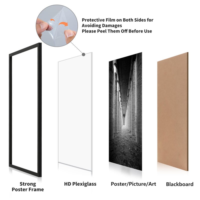 DOAI ART 24x36 Poster Frame Black 2 Pack, Poster Frames 24 x 36 inches or 24x36 Picture Frames with HD Plexiglass for Horizontal or Vertical Wall Mounting, Durable Scratch-proof Safe and Artistic - Image 4