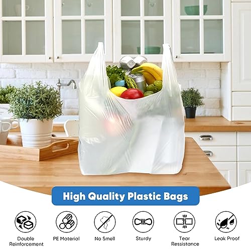 LimonLaviu Plastic Bags - 300 Pack (11.5'x 6.5" x 21') with Handles for Small Business, Restaurants, Grocery & Trash - Image 4