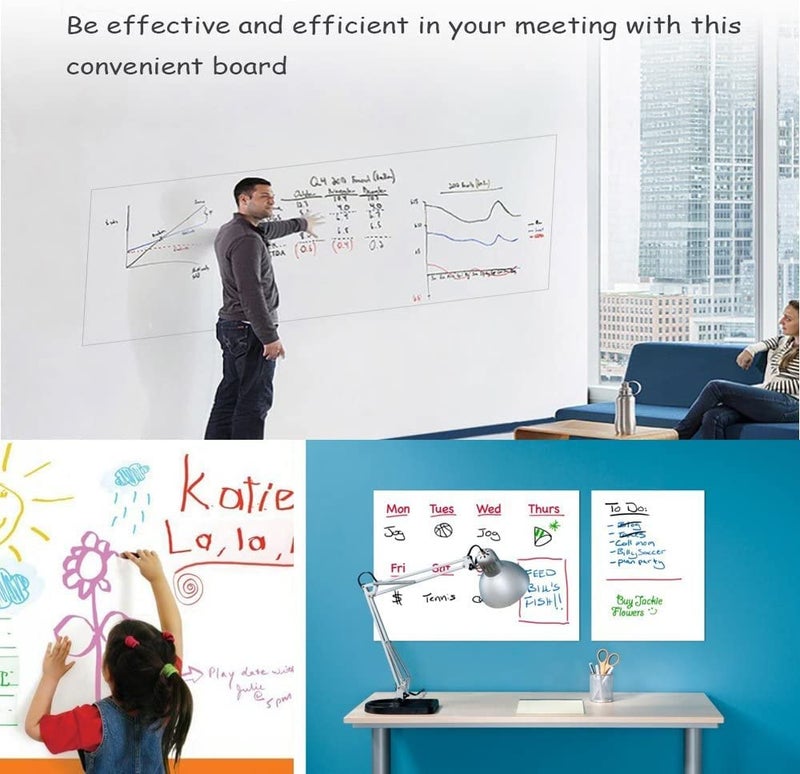 COSMOS STAR ™ Self-Adhesive Whiteboard Wall Decal Sticker,60 X 200cm Extra Large Strong & Durable Dry Erase Wall Paper Message Board Peel Stick White Board for Kids Drawing, Office, School, Home Decor - Image 2