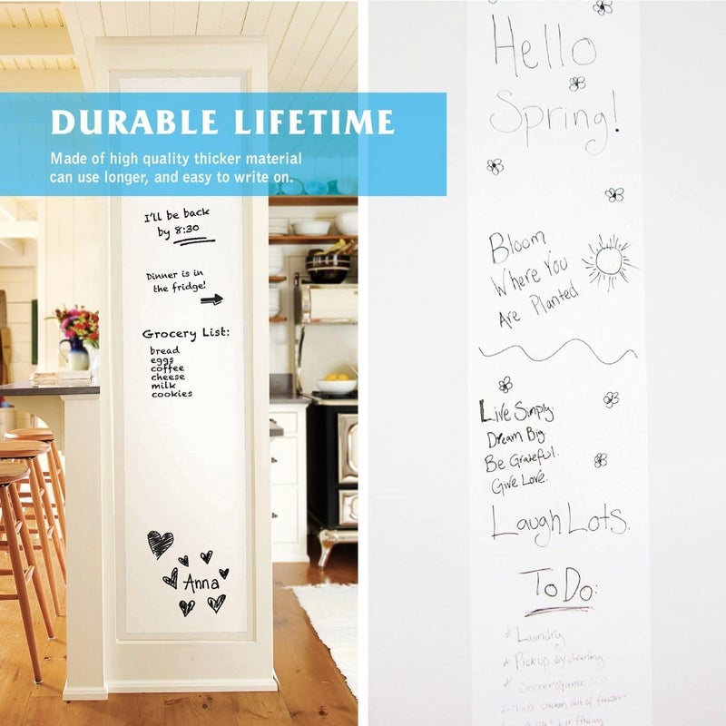 COSMOS STAR ™ Self-Adhesive Whiteboard Wall Decal Sticker,60 X 200cm Extra Large Strong & Durable Dry Erase Wall Paper Message Board Peel Stick White Board for Kids Drawing, Office, School, Home Decor - Image 5