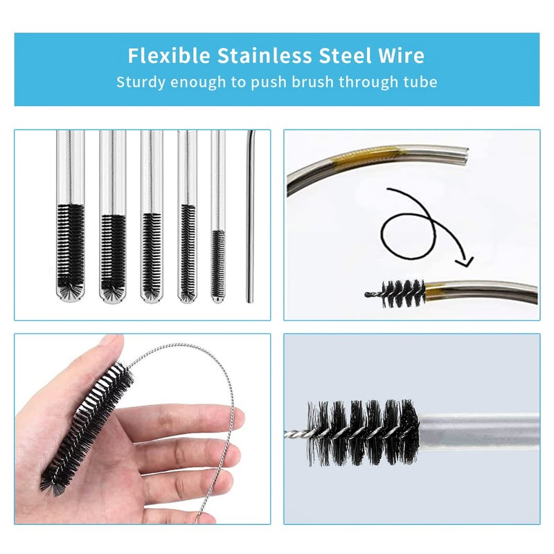 CANIPHA 10 Pcs Flexible Drain Brush Straw Cleaner Brush Set,Pipe Cleaners Brush,61Inch Stainless Steel Double-Ended Hose Brush 8.2Inch Nylon Long CPAP Tube Cleaning Brush for Home Kitchen Sink Plumbing - Image 5