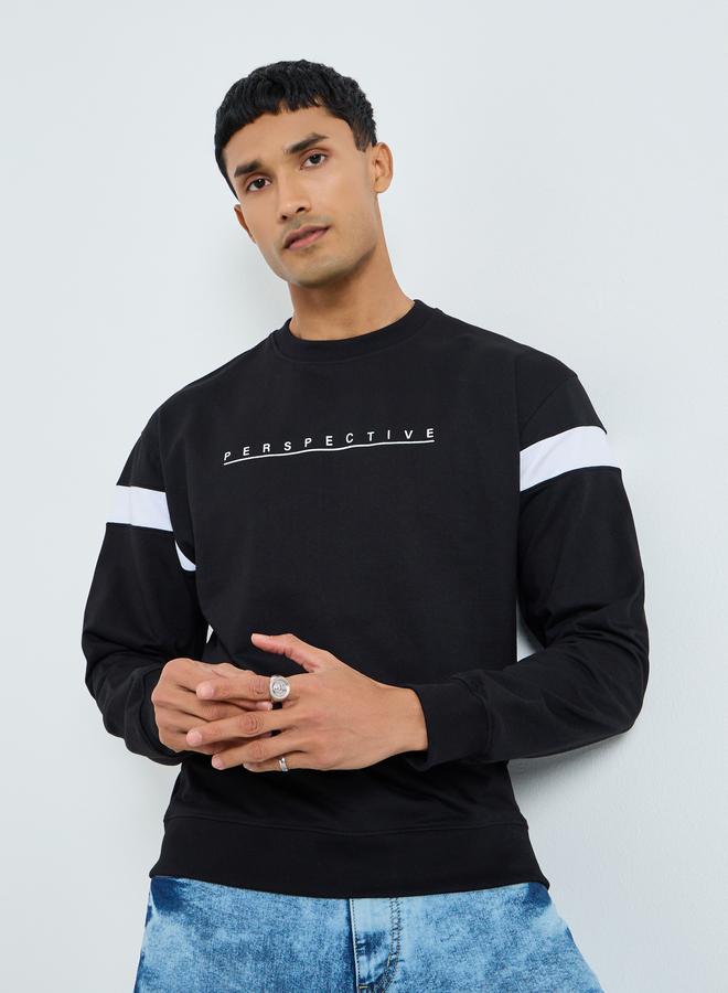 ستايلي سويت شيرت تيري بطبعة شعار - Image 1