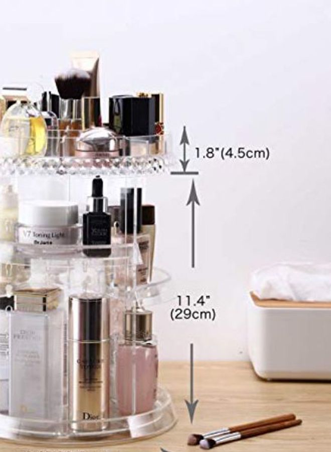 منظم مستحضرات التجميل مع إمكانية الدوران 360 درجة شفاف - Image 2