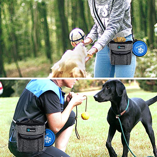 PetAmi Dog Treat Pouch, Pet Treat Pouch For Training, Dog Walking Bag Holder for Kibbles, Pet Food Toy, Dog Trainer Essentials Supplies, Poop Bag Dispenser, 3 Ways to Wear (Black Stripes) - Image 5
