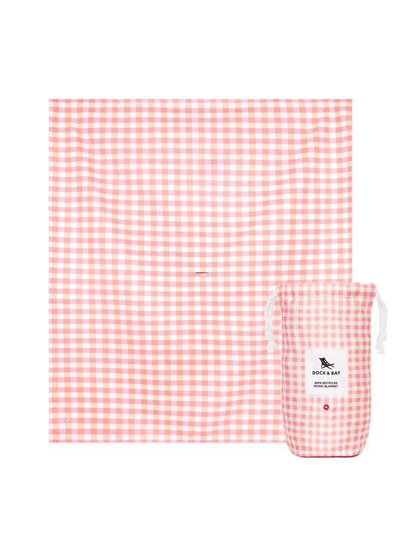 Dock & Bay Dock & Bay Picnic Blanket - Quick Dry & Water Resistant & Lightweight, Machine Washable, 100% Recycled Materials - Extra Large - 240 x 170cm - STRAWBERRIES & CREAM  - Image 1