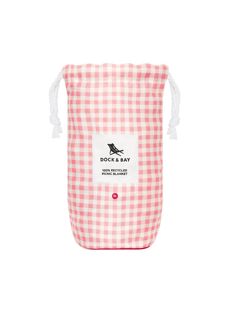Dock & Bay Dock & Bay Picnic Blanket - Quick Dry & Water Resistant & Lightweight, Machine Washable, 100% Recycled Materials - Extra Large - 240 x 170cm - STRAWBERRIES & CREAM  - Image 5