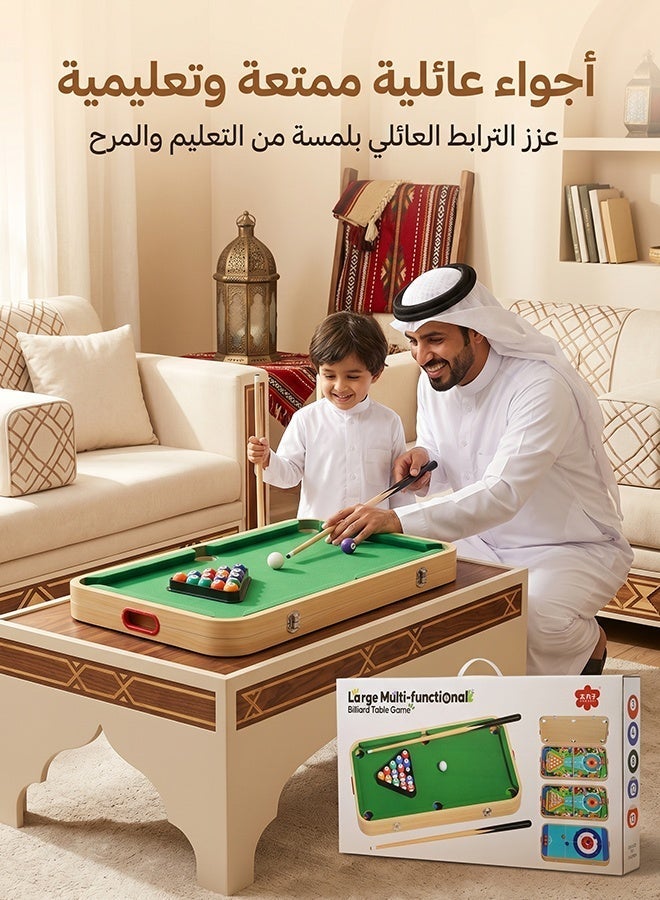 Aurlar 4 in 1 Large Kids Game Table 71×35cm – Wooden Billiard, Curling, Bowling & Sling Puck Hockey Set, Portable Family Indoor Outdoor Interactive Game for Boys & Girls - Image 5