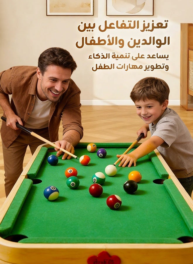 Aurlar 4 in 1 Large Kids Game Table 71×35cm – Wooden Billiard, Curling, Bowling & Sling Puck Hockey Set, Portable Family Indoor Outdoor Interactive Game for Boys & Girls - Image 2