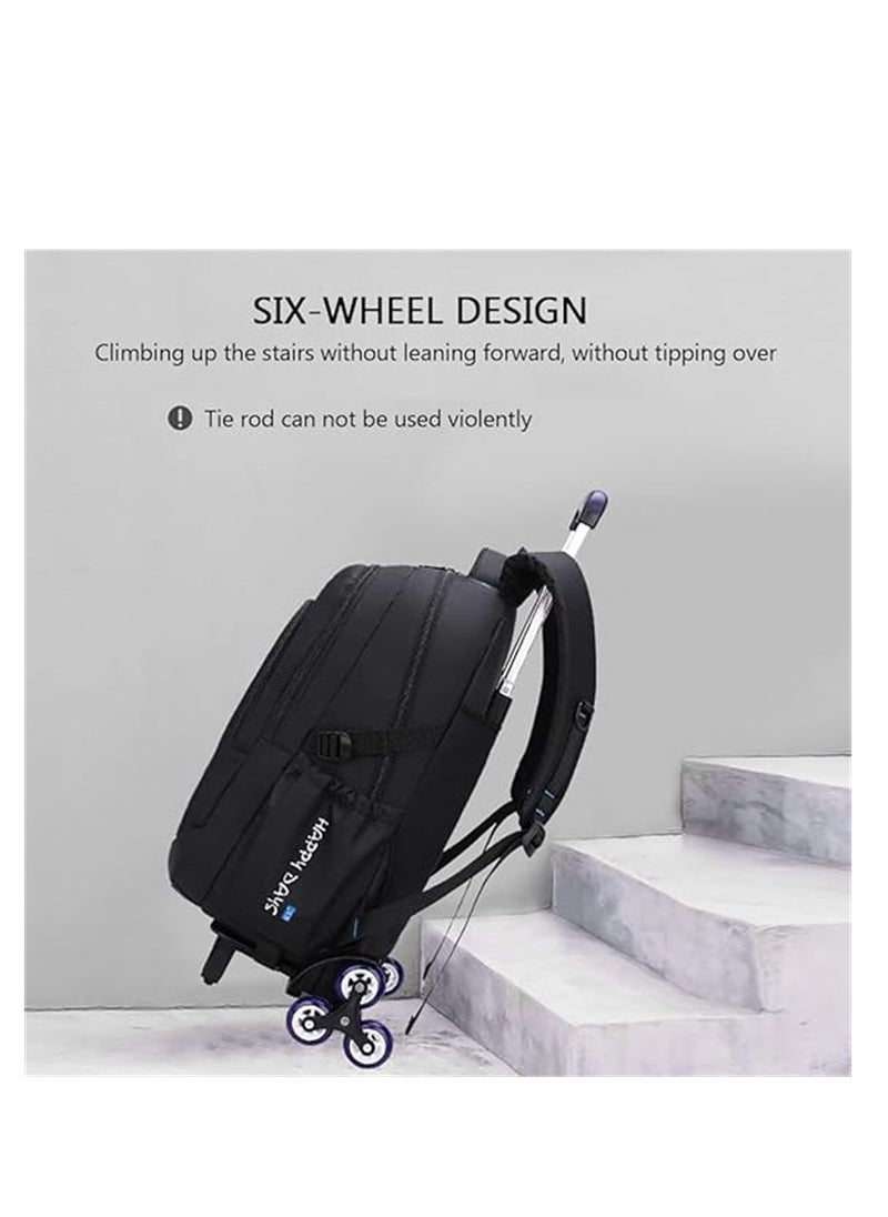 ZIRANYU Large Capacity Wheeled Backpack Black Book Bag for Boys and Girls School Student Books Laptop Travel Trolley Bag  - Image 5