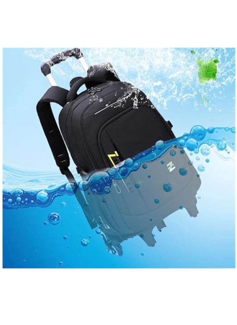 ZIRANYU Large Capacity Wheeled Backpack Black Book Bag for Boys and Girls School Student Books Laptop Travel Trolley Bag  - Image 4