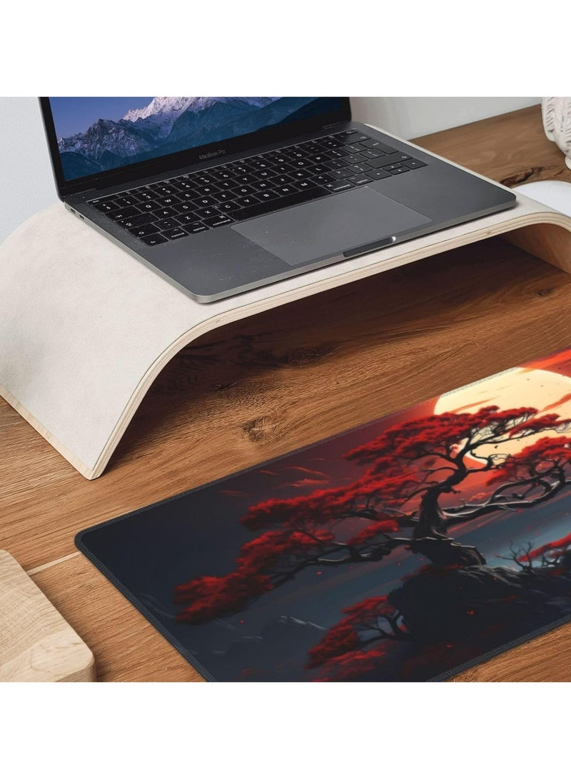 CMGTYYD Full Moon Desk Pad, Black Red Large Mouse Pad Gaming Mousepad Extended XXL Keyboard Pad 31.5 x 15.7 in Laptop Computer Mouse Keyboard Mat for Office Desk Decor - Image 5