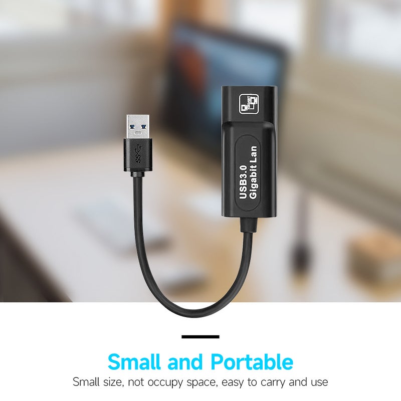 USB 3.0 Network Card Converter - High-Speed Transmission No Buffering, Compact Portable Design, Backward Compatible With USB 2.0/1.1, Black Network Card Adapter for Home Office Travel - Image 4