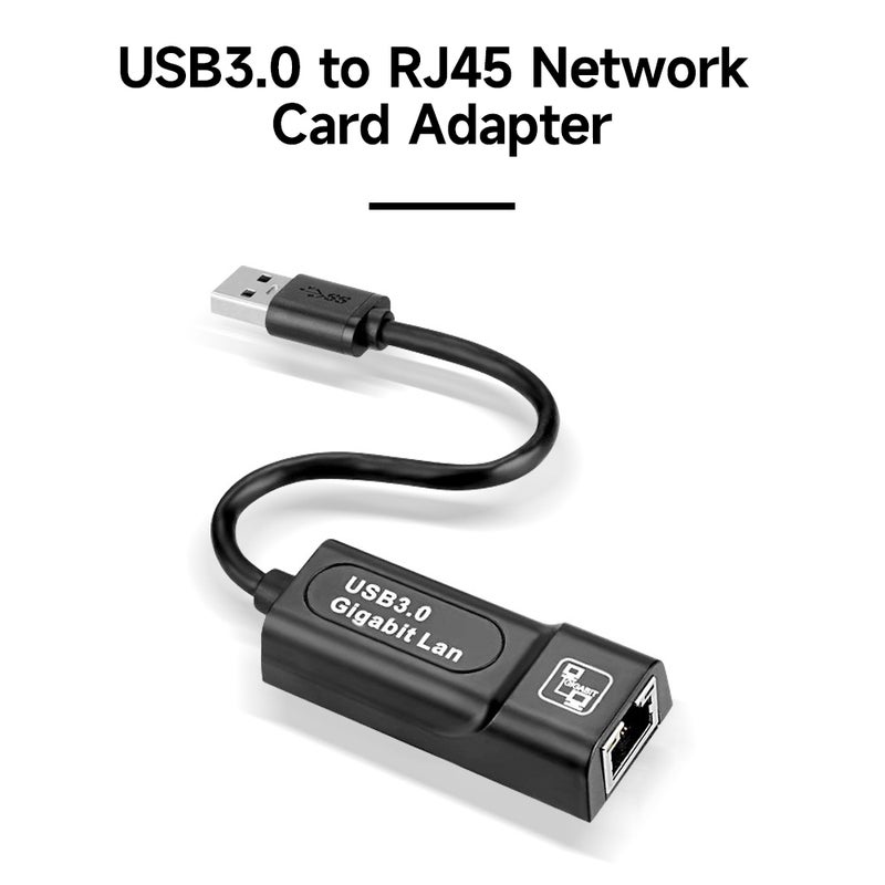 USB 3.0 Network Card Converter - High-Speed Transmission No Buffering, Compact Portable Design, Backward Compatible With USB 2.0/1.1, Black Network Card Adapter for Home Office Travel - Image 5