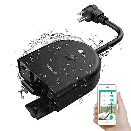 TESSAN Outdoor Smart Plug Waterproof, TESSAN WiFi Smart Outlet Switch with 3 Individual Sockets Compatible with Alexa Google Home, Remote Control and Timer Function, 2.4GHz Wi-Fi Only - Image 3
