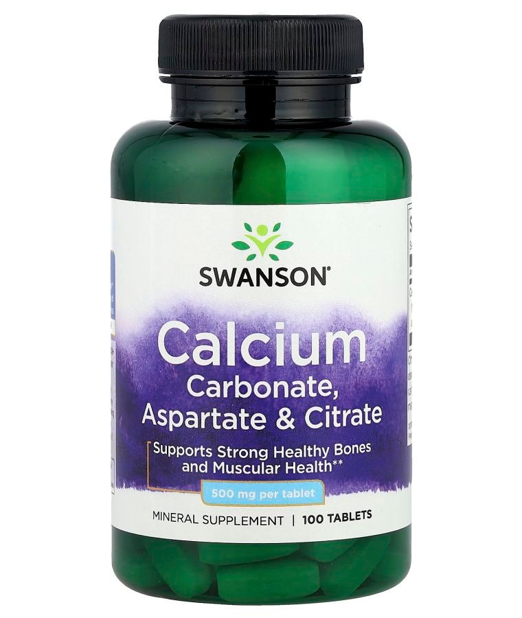 SWANSON Calcium Carbonate Aspartate & Citrate 500 mg 100 Tablets