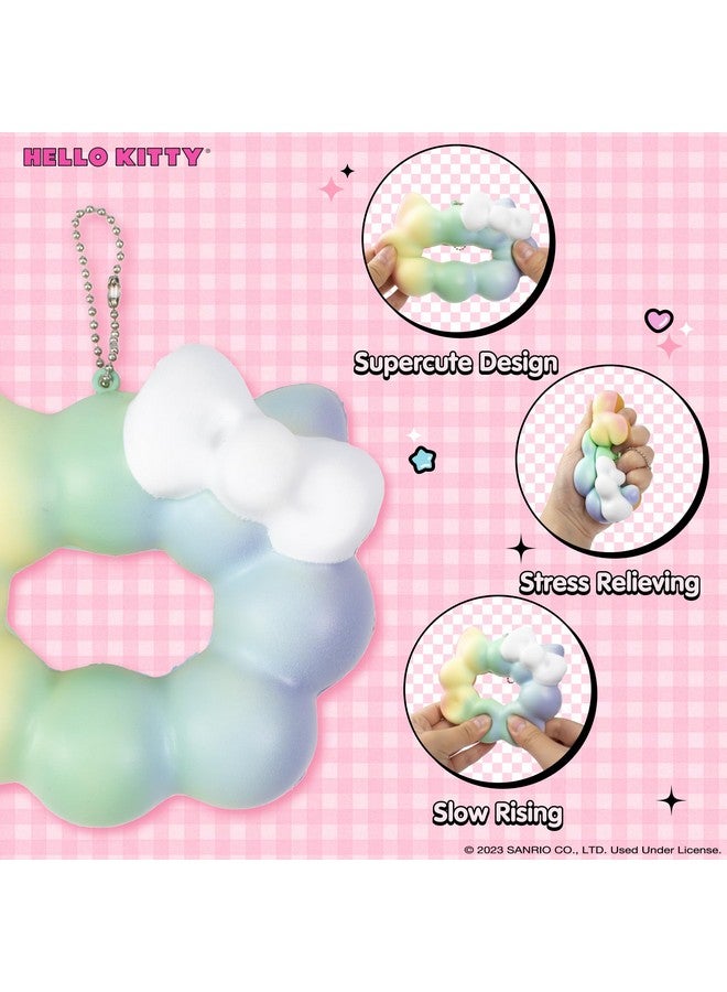 Hamee Hello Kitty Cute Mochi Donut Squishu Squishy Toys - Slow Rising Squishy Toy Keychain For Party Favors, Stress Ball, Birthday Gifts, Kawaii Squishy For Kids, Girls, Boys, Adults - Rainbow - Image 1