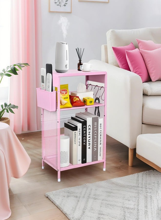 Gugsey Pink Nightstand, End Table with Hooks and Holder, Kids Nightstand for Bedroom, Toddler Bedside Table, Small Desk for Girls, Coffee Table for Small Space, Living Room, Dorm, Office (Pink) - Image 4