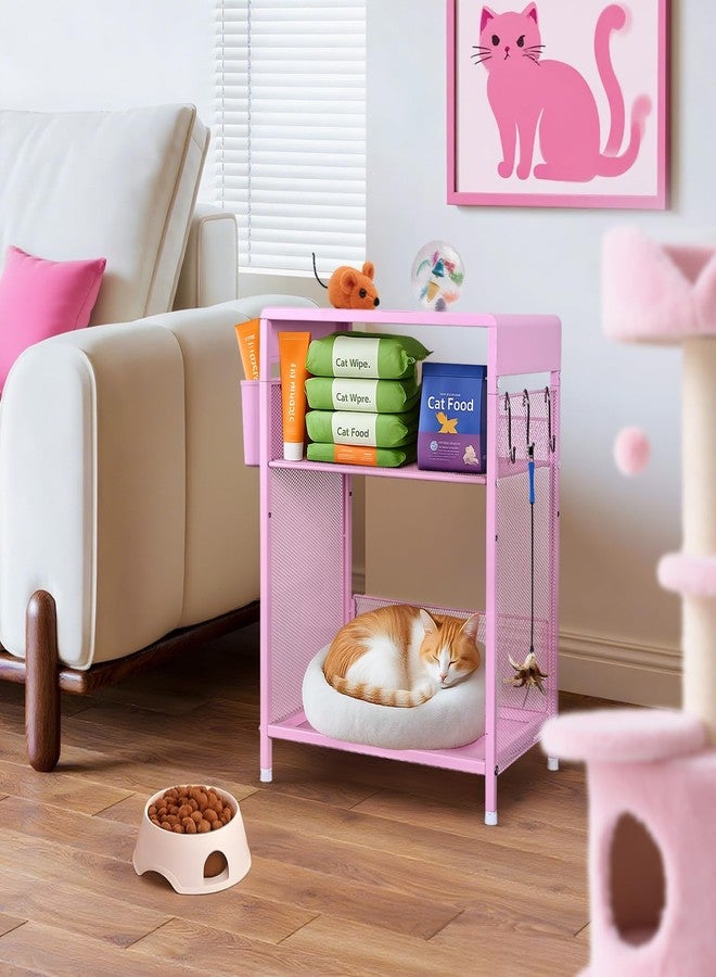 Gugsey Pink Nightstand, End Table with Hooks and Holder, Kids Nightstand for Bedroom, Toddler Bedside Table, Small Desk for Girls, Coffee Table for Small Space, Living Room, Dorm, Office (Pink) - Image 5