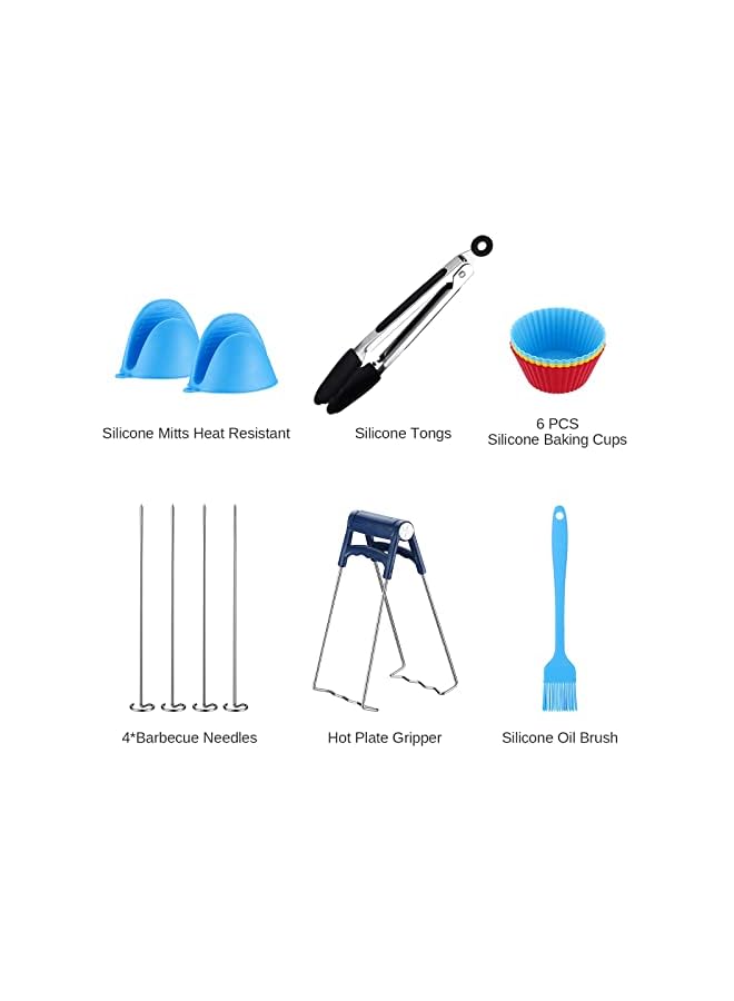 PROMASS إكسسوارات المقلاة الهوائية مقاس 4.5-5.2 لتر، مجموعة إكسسوارات المقلاة الهوائية من 13 قطعة، بطانات سلة المقلاة الهوائية، صينية المقلاة الهوائية، حامل معدني من ورق البرشمان للبيتزا/المقلاة/الشواء، متوافقة مع Philips/Pigeon/Inalsa 4.5-5.2 لتر - Image 5