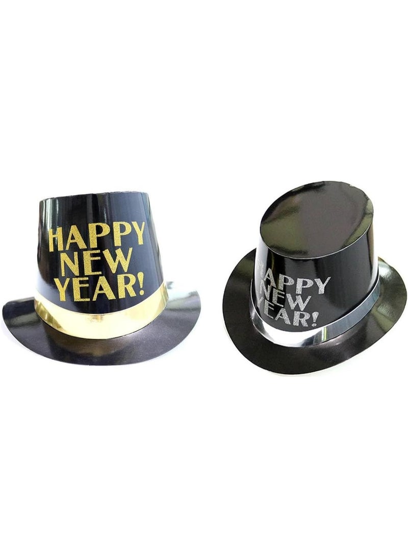 ThePartyPopper Pack of 4 Happy New Year Party Hat for Adults & Kids – Silver & Gold New Year’s Eve Top Hat, NYE Celebration Accessory, Festive Party Costume Decoration - Image 4