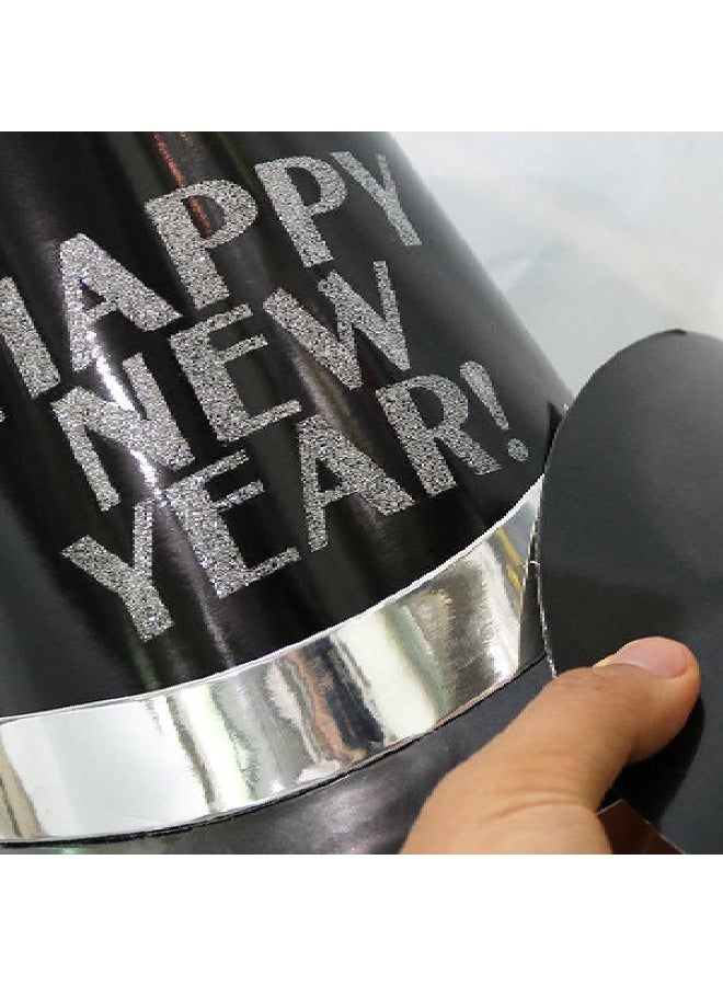 ThePartyPopper Pack of 4 Happy New Year Party Hat for Adults & Kids – Silver & Gold New Year’s Eve Top Hat, NYE Celebration Accessory, Festive Party Costume Decoration - Image 3