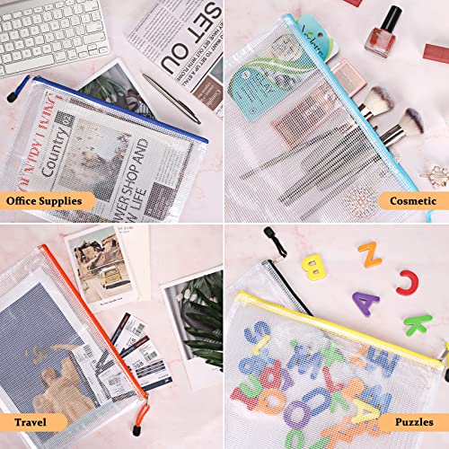 EOOUT 56pcs Mesh Zipper Pouch Zipper Bag, Durable Pouches for Organization Puzzle Storage, Letter Size, A4 Size, for Office Supplies - Image 5