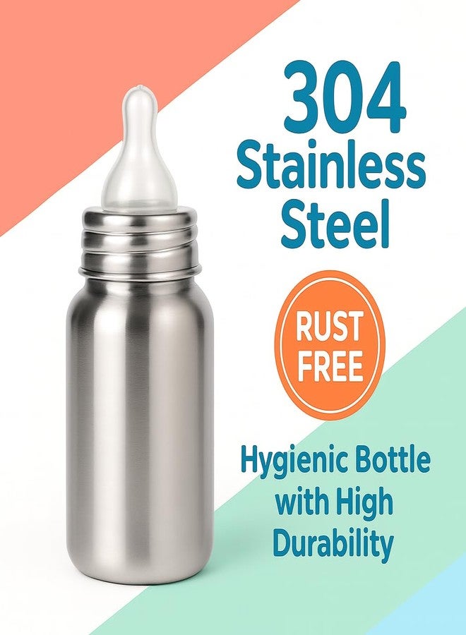 CUTEABLY 304 Grade Baby Steel Bottle | 150ml 200ml 300ml Sizes | Safe, Durable & Rust-Free Bottle for Infants (150 ML) - Image 5