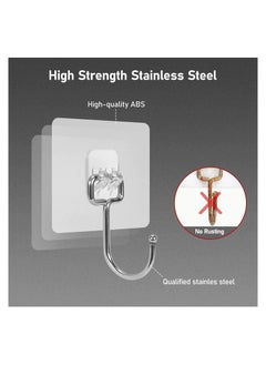 Excefore 8 Pcs  Large Adhesive Hooks, Waterproof and Rustproof Wall Hooks for Hanging Heavy Duty, Stainless Steel Towel and Coats Hooks to Use Inside Kitchen, Bathroom, Home and Office  - Image 4