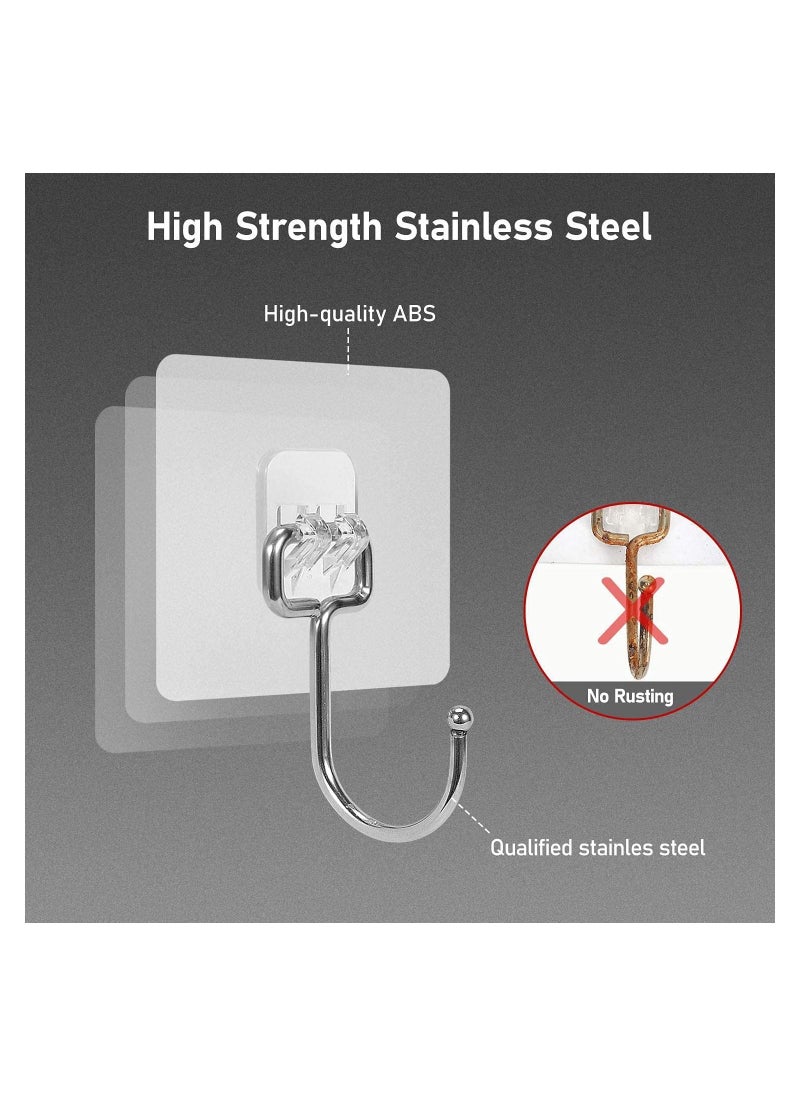 Excefore - 8 Pcs  Large Adhesive Hooks, Waterproof and Rustproof Wall Hooks for Hanging Heavy Duty, Stainless Steel Towel and Coats Hooks to Use Inside Kitchen, Bathroom, Home and Office - Image 1