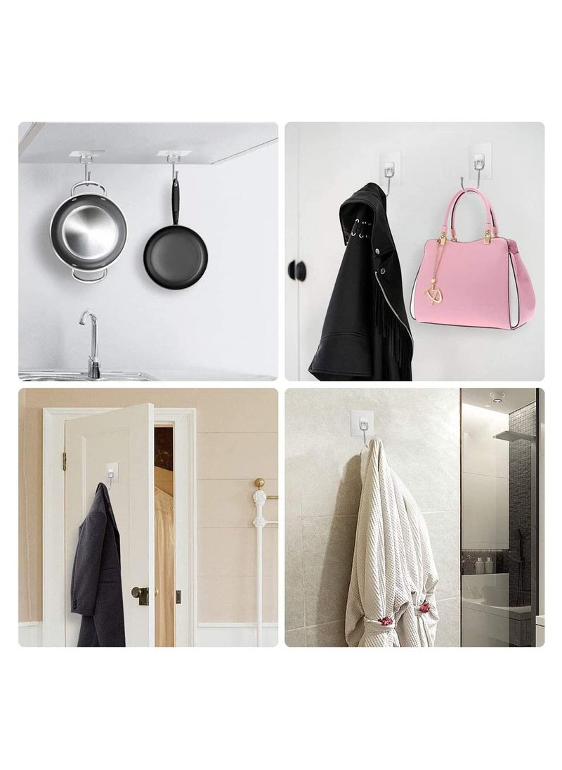 Excefore - 8 Pcs  Large Adhesive Hooks, Waterproof and Rustproof Wall Hooks for Hanging Heavy Duty, Stainless Steel Towel and Coats Hooks to Use Inside Kitchen, Bathroom, Home and Office - Image 1