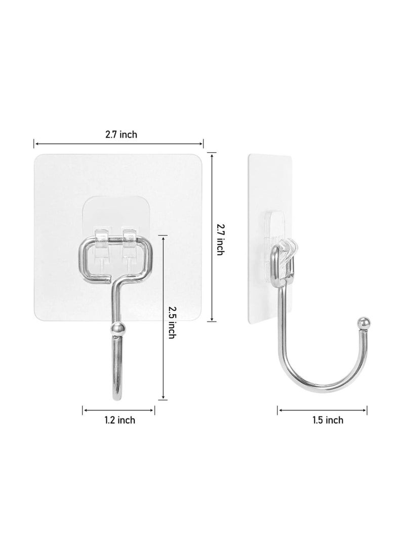 Excefore - 8 Pcs  Large Adhesive Hooks, Waterproof and Rustproof Wall Hooks for Hanging Heavy Duty, Stainless Steel Towel and Coats Hooks to Use Inside Kitchen, Bathroom, Home and Office - Image 1