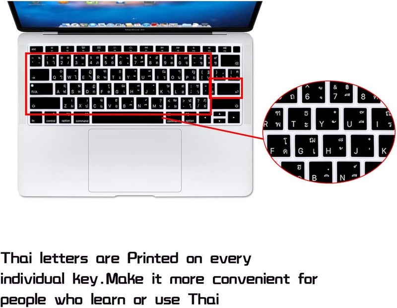HRH Thai Language Silicone Keyboard Cover Skin for MacBook Newest Air 13 Inch 2018 Release A1932 with Retina Display and Touch ID,USA Layout - Image 2