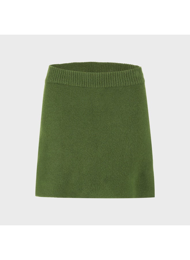 Zara comfortable Minimalist Solid Color Stretchy Knit A-line Skirt - Image 2
