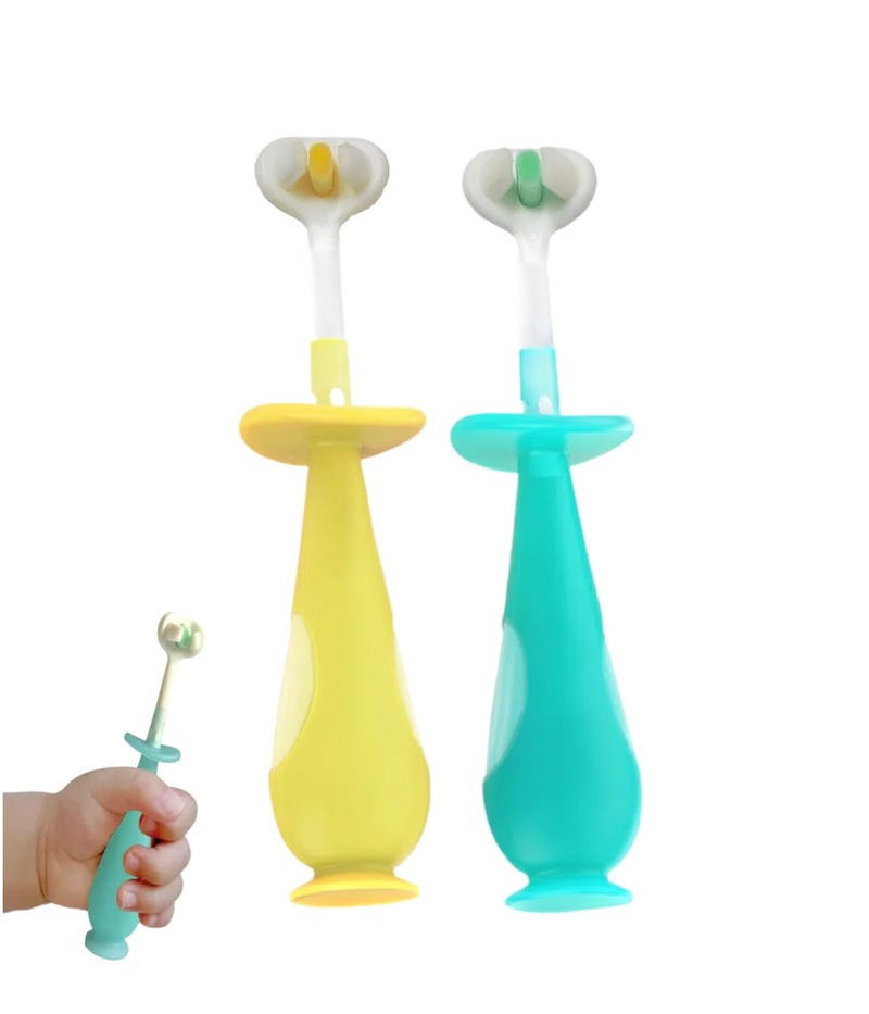 FOREVIVE Baby Toothbrush,Kids Soft Toothbrush,Soft Bristle Toddler Toothbrushes,3 Side Tooth Brushes,Cute and Efficient Design for Babies and Toddlers to Love Brushing Their Teeth - Image 1
