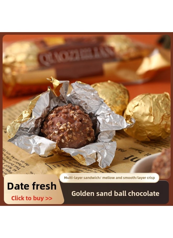 Qiao Love Golden Sand Ball Chocolate Paste Leisure Snacks Waihua Sandwich Gift Box Wedding Classic Fragrant ZP-Color:Gold Sand Ball Chocolate Exquisite Gift Box 16 Pieces 48 Pieces  - Image 1