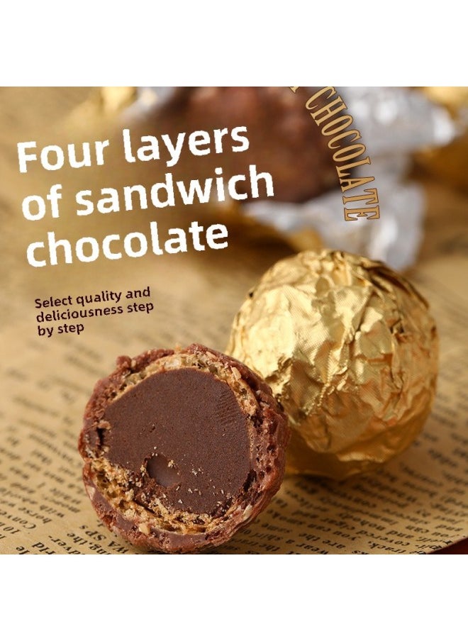 Qiao Love Golden Sand Ball Chocolate Paste Leisure Snacks Waihua Sandwich Gift Box Wedding Classic Fragrant ZP-Color:Gold Sand Ball Chocolate Exquisite Gift Box 16 Pieces 48 Pieces  - Image 3