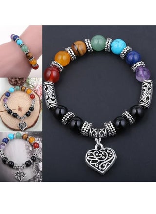 Men Women 7 Chakra Bracelets Colors Mixed Agate Stones Yoga Heart Bracelet Lucky Bracelets - pzsku/Z7C4F8185502FBD40F207Z/45/_/1688978897/df4a7d29-1c3c-4172-a878-f06f4b80d678