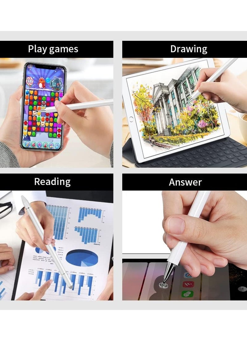 2 in 1 Universal Stylus Pen for Touch Screens Passive Stylus pen Compatible with iOS and Android devices iPad iPhone laptop Samsung phones and tablets for Drawing and Handwriting (White)  - Image 4